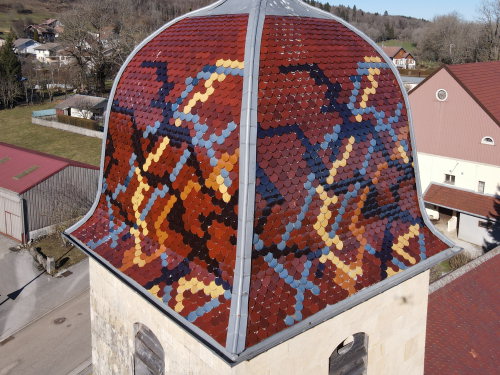 Le clocher de l'église de Vuillecin, photo E. Rey