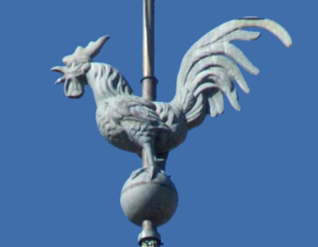 Coq du clocher de l'église de Quingey, photo J. Masset