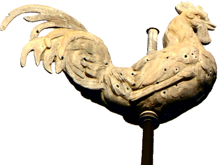 Coq du clocher de l'église de Saint-Hilaire, photo Y. Bessero