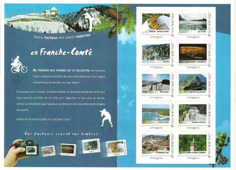 Plaquette de timbres sur la Franche-Comté