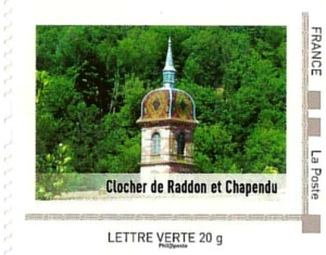 Clocher de Raddon et Chapendu, timbre émis par La Poste en 2013