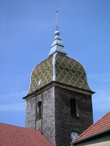 Le clocher de l'église de Fontaine-lès-Clerval, photo O. Pernot