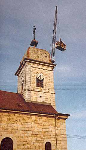 Restauration du clocher d'Epenoy, photo entreprise Vaucher