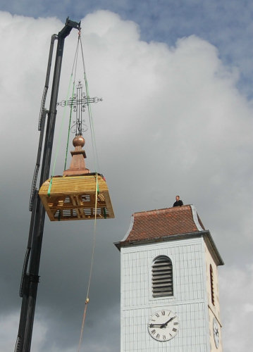 Restauration du clocher de l'église de de La Grange, photo A. Humilier