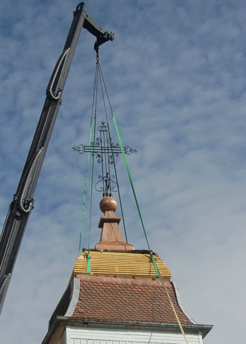 Restauration du clocher de l'église de de La Grange, photo A. Humilier