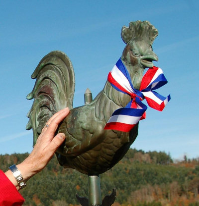 Restauration du coq du clocher de l'église de de La Grange, photo A. Humilier