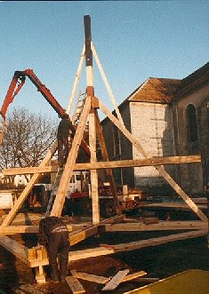 Restauration de la charpente du clocher de Saône, photo Gilbert Vaucher