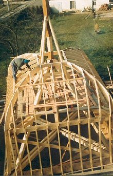 Restauration de la charpente du clocher de Saône, photo Gilbert Vaucher