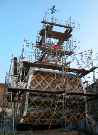 Travail sur le dôme, photo B. Lamblin