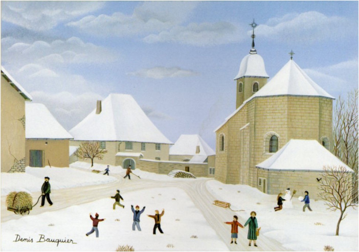 Hiver à Passavant, tableau de Denis Bauquier