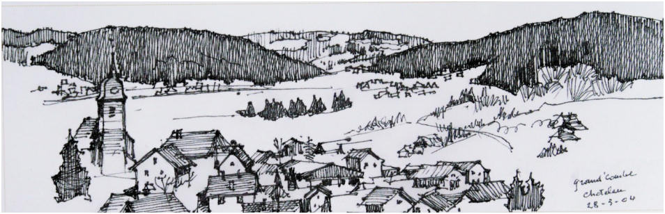 Le site de Grand'Combe-Chateleu, dessin de Pierre Bichet