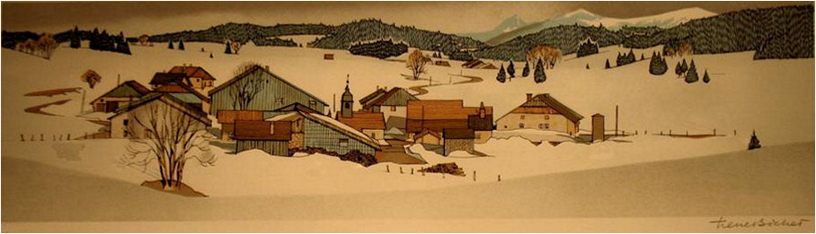 Le Crouzet, lithographie de Pierre Bichet