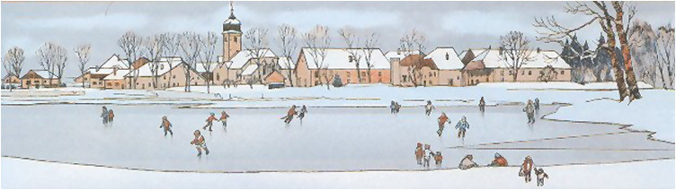 La Rivière-Drugeon, lithographie de Pierre Bichet