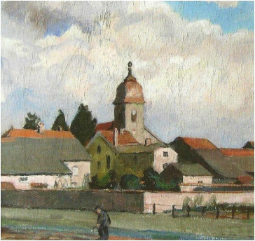 Le Village de Baudoncourt, tableau de Maurice Ehlinger