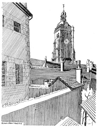 L'église Saint Just d'Arbois, dessin de l'abbé Garneret, document B. Lamblin