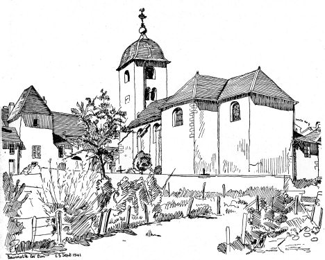 L'église de Beaumotte-lès-Pin, dessin de l'abbé Garneret