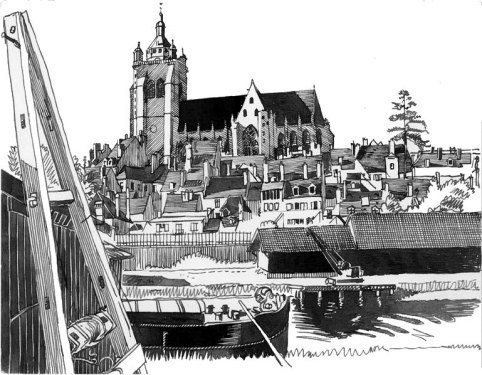 Vue de Dole, dessin de l'abbé Garneret