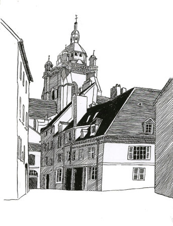 Basilique de Dole, dessin de l'abbé Garneret