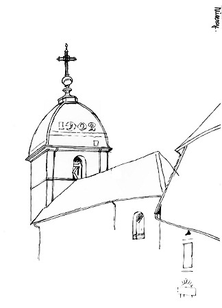 L'église de Miserey-Salines,, dessin de l'abbé Garneret, document B. Lamblin