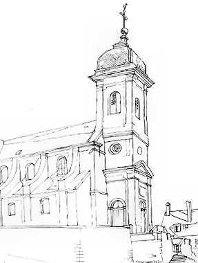 L'église de Pin, dessin de l'abbé Garneret