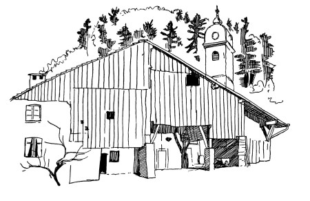 Vue de Sombacour, dessin de l'abbé Garneret