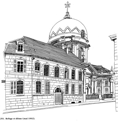 L'Hopital Saint-Jacques de Besançon, dessin de l'abbé Garneret, document B. Lamblin