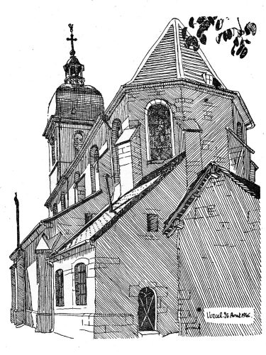 L'église de Vercel, dessin de l'abbé Garneret