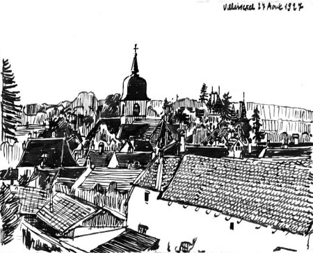 L'église de Villersexel, dessin de l'abbé Garneret