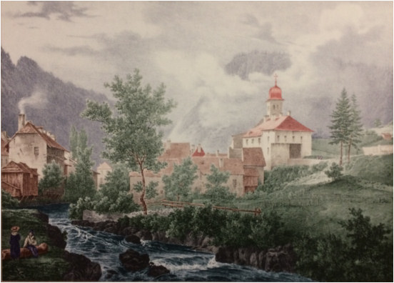 Morez au XIXème siècle, tableau d'E. Hostein