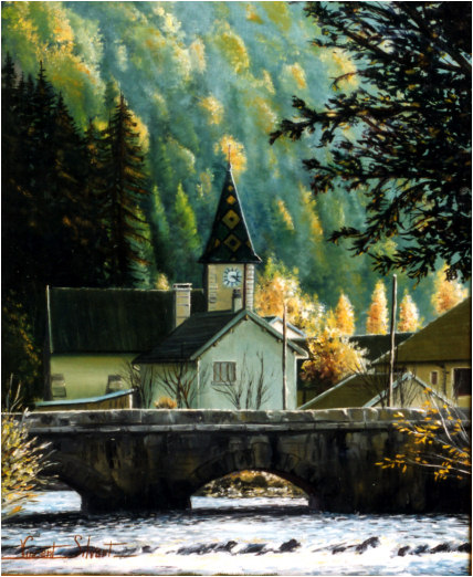 L'église de La Frasnée, tableau de Vincent Silvert